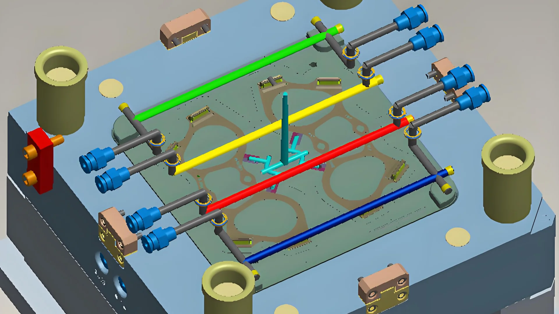 Diagram showing different cooling mediums affecting mold performance.