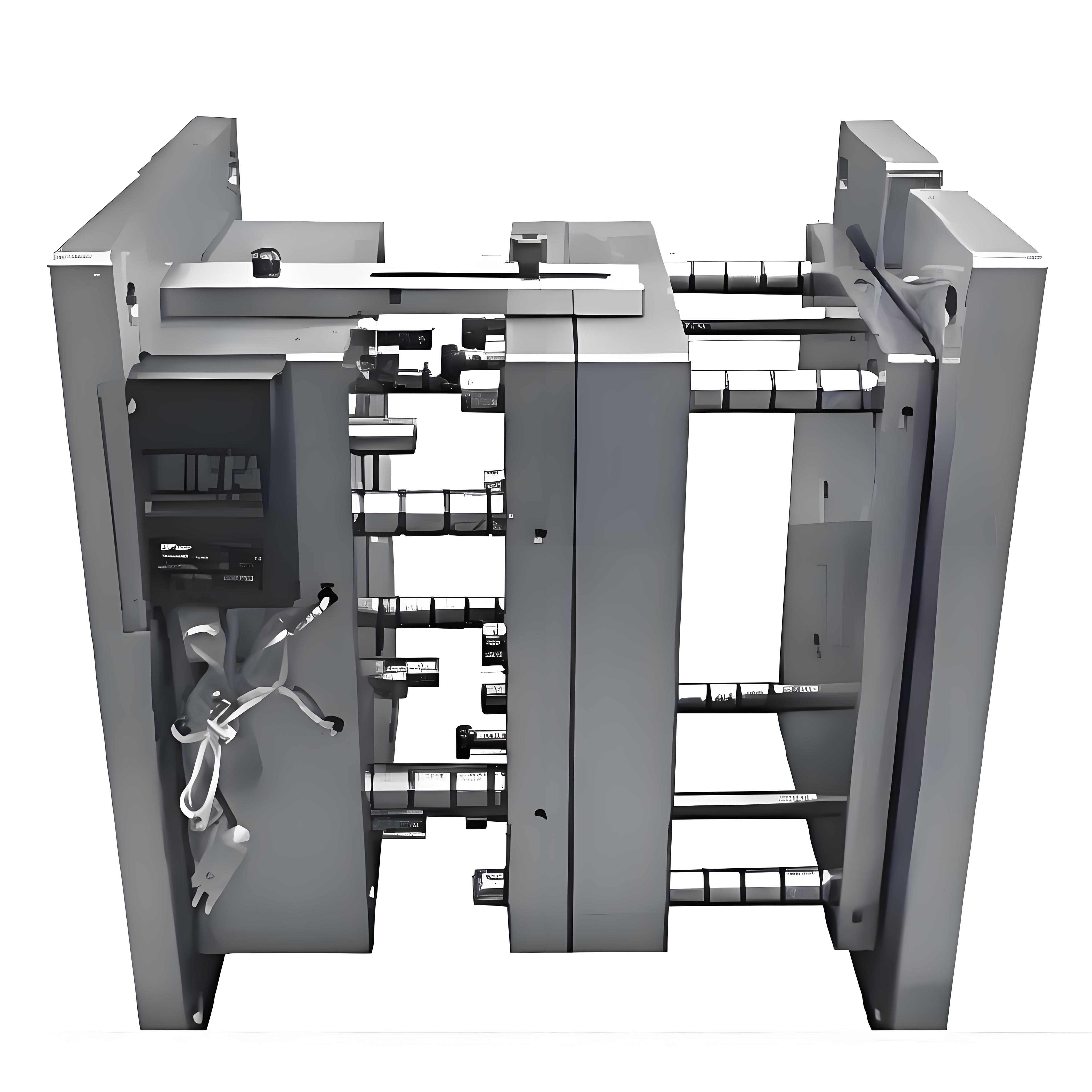 3-plate plastic injection mold with components labeled