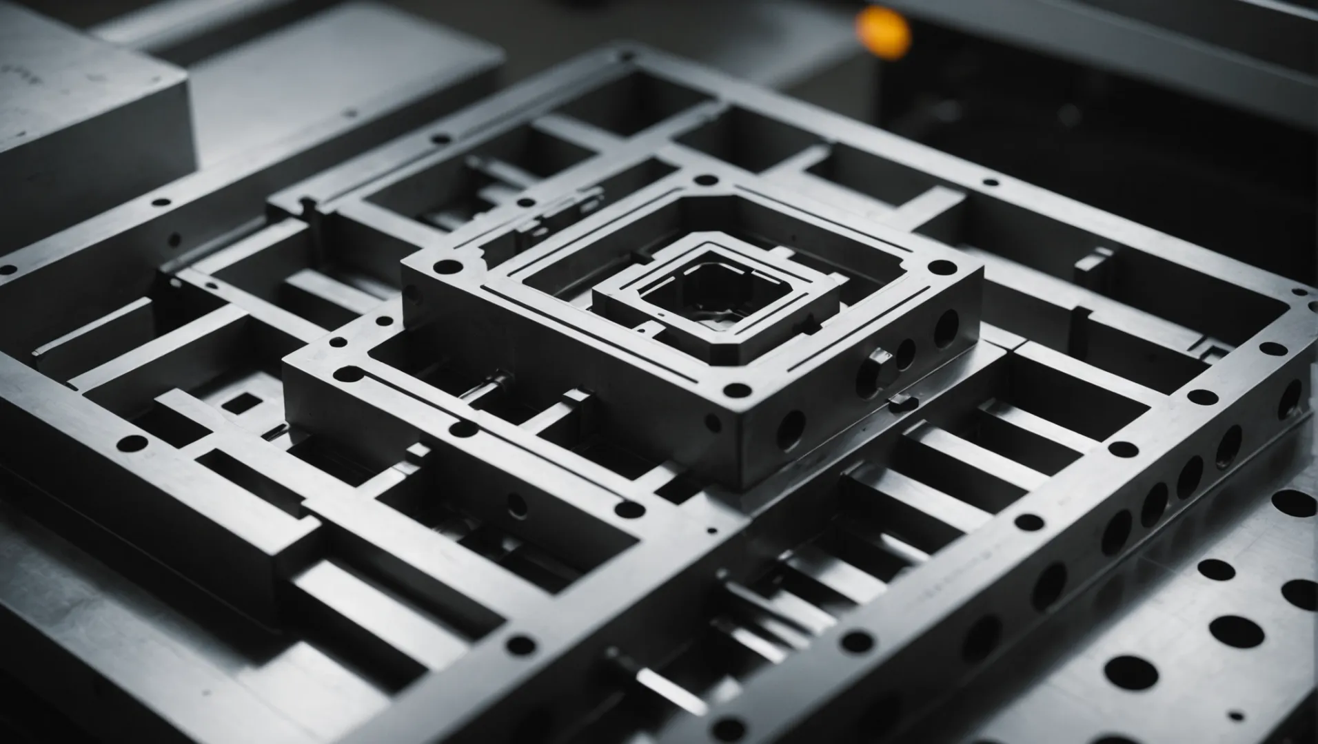 Image showing a simplified injection mold design with annotations highlighting cost-saving features.