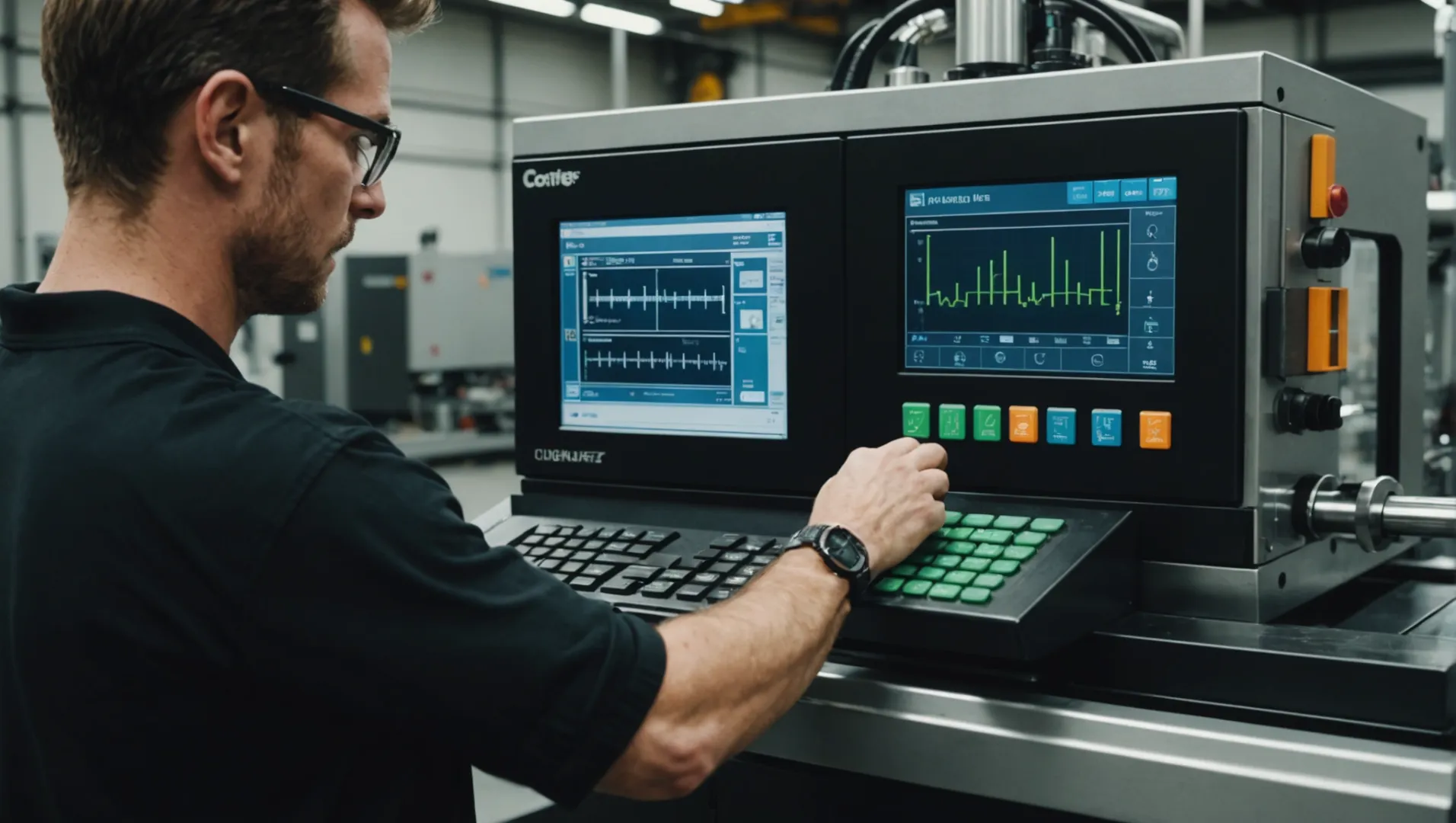 Dual-cavity injection molding machine with control panel