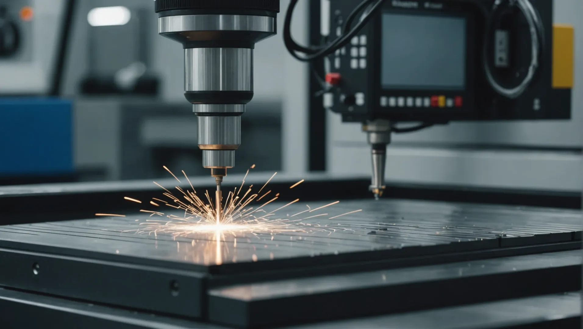 Close-up view of EDM machine creating intricate mold parts