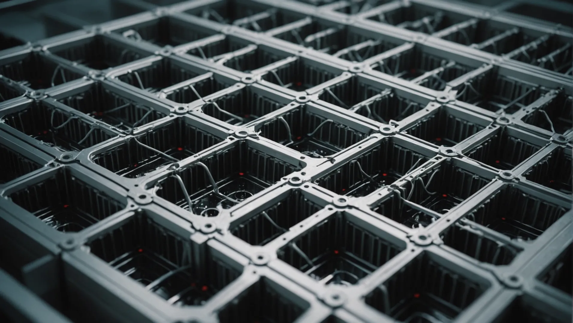 Cross-section of an injection mold showing waterway channels