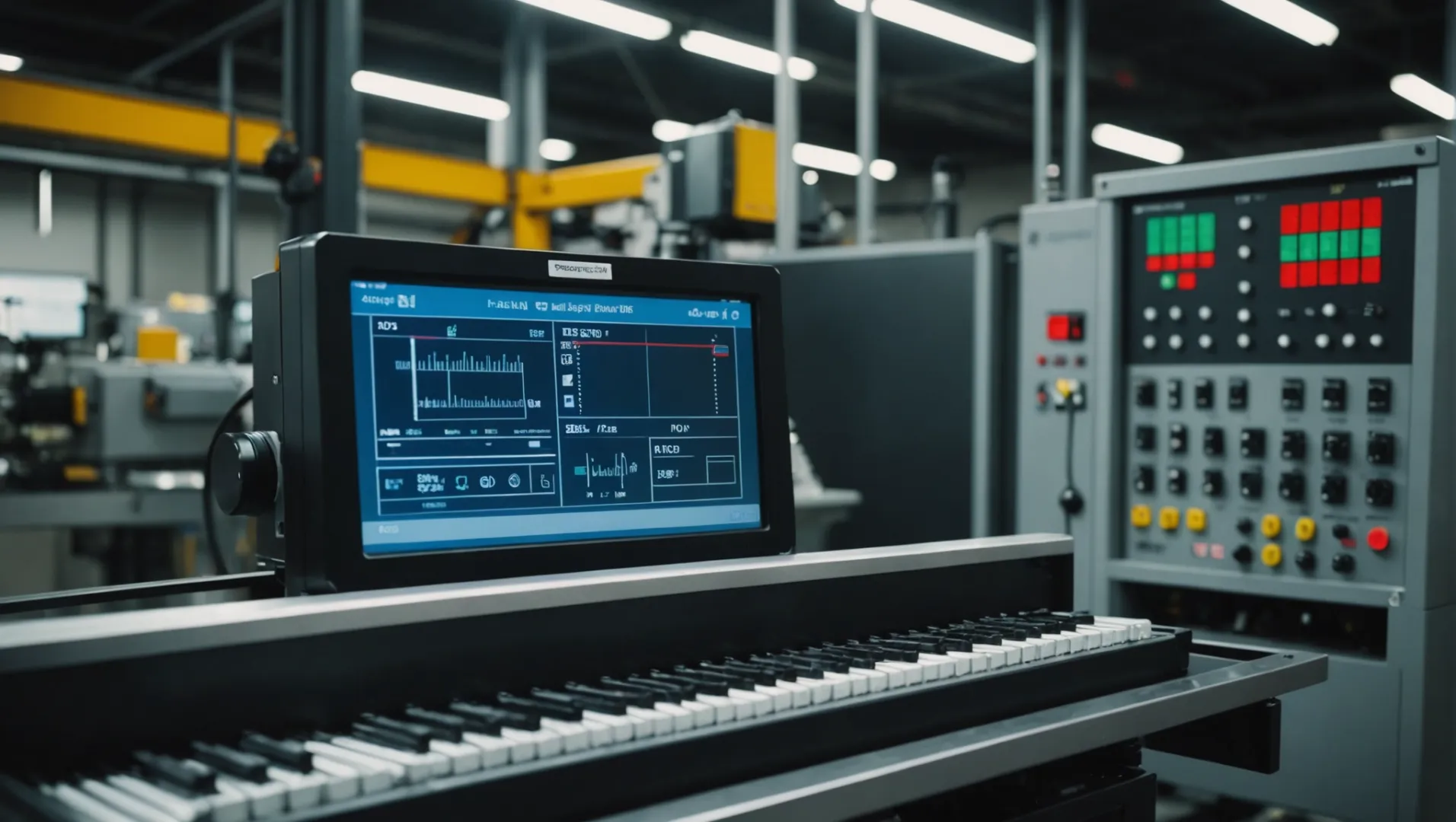 Close-up of an injection molding machine with precise control settings displayed