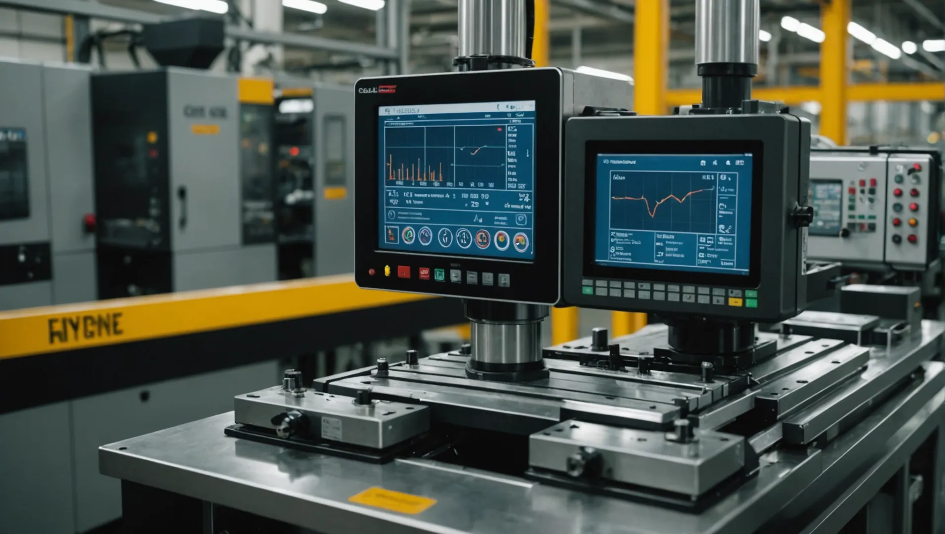 Injection molding machine with highlighted process parameters