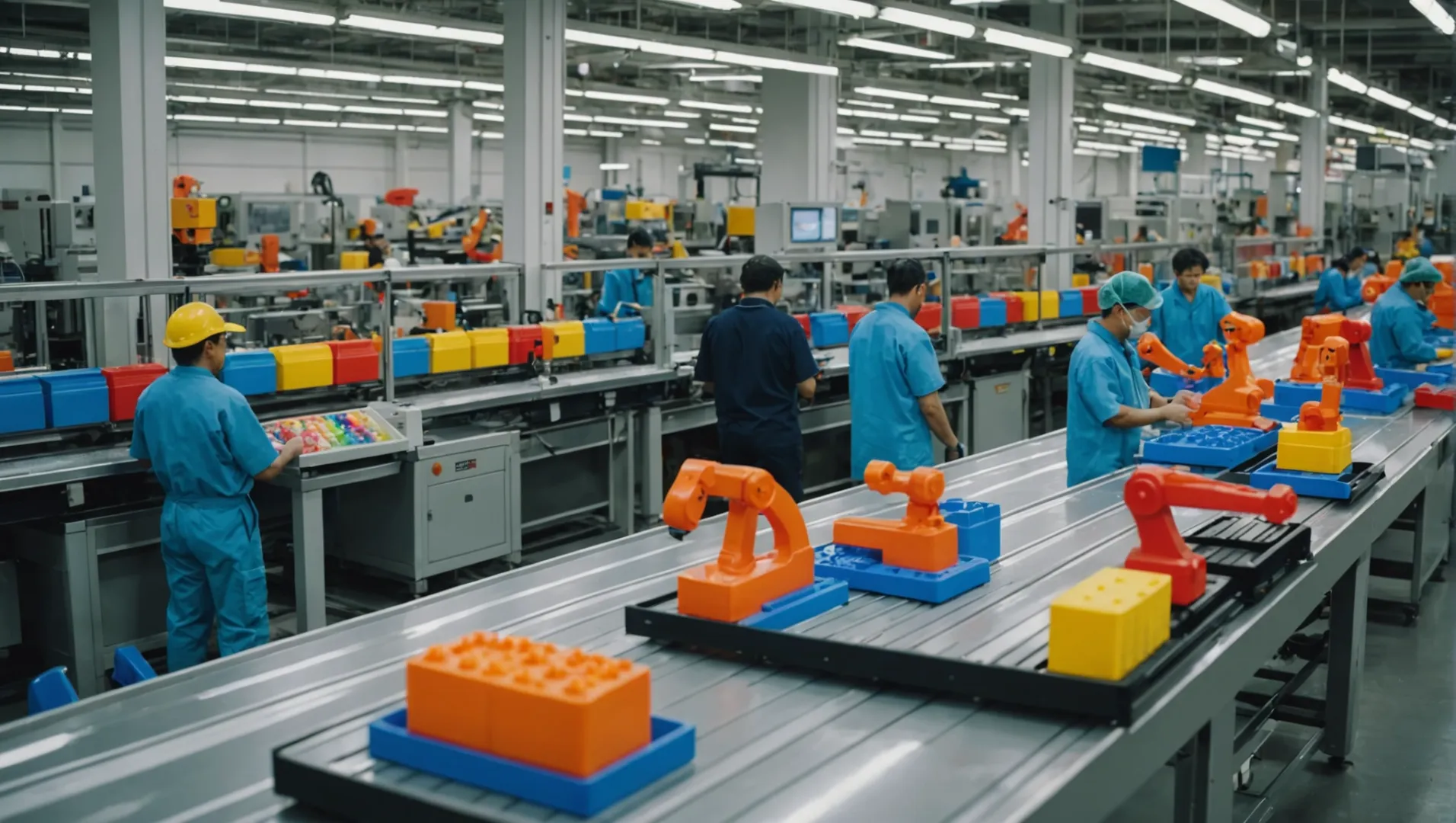 A toy factory utilizing injection molding machines