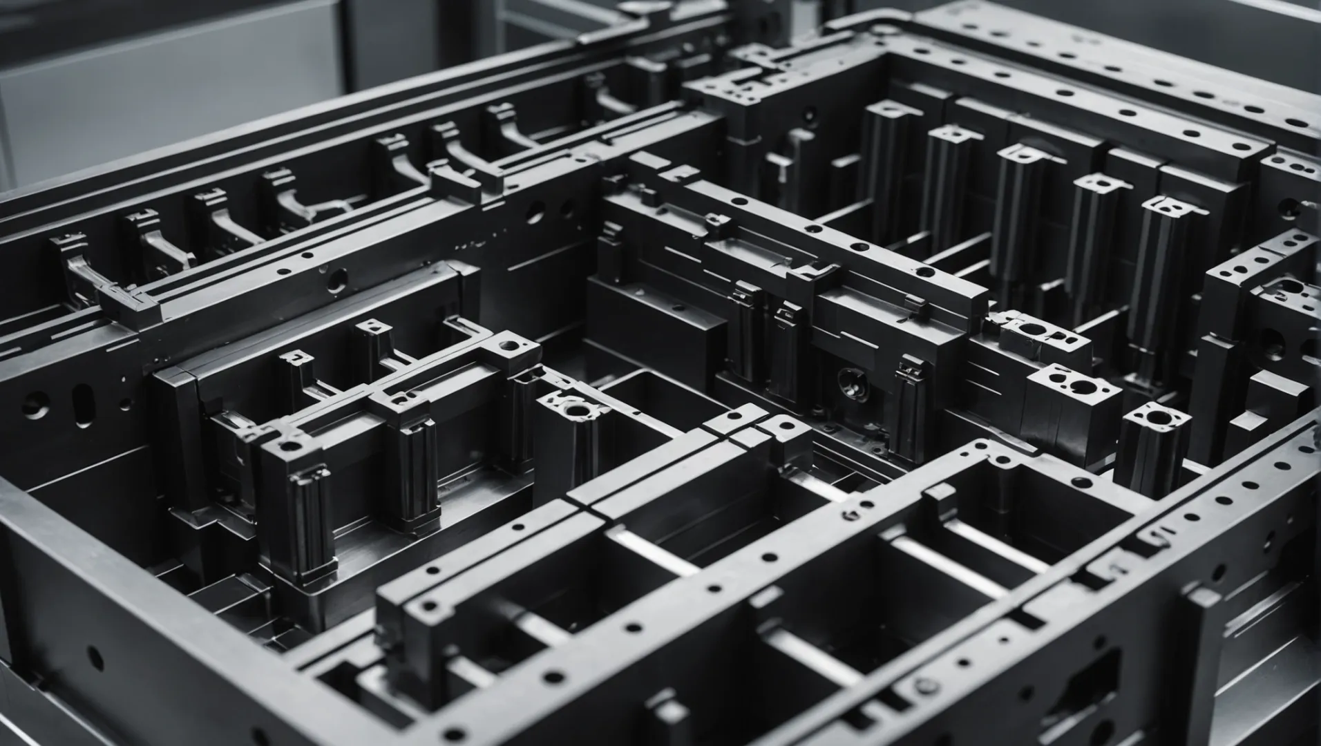 Detailed view of a mold design for injection molding