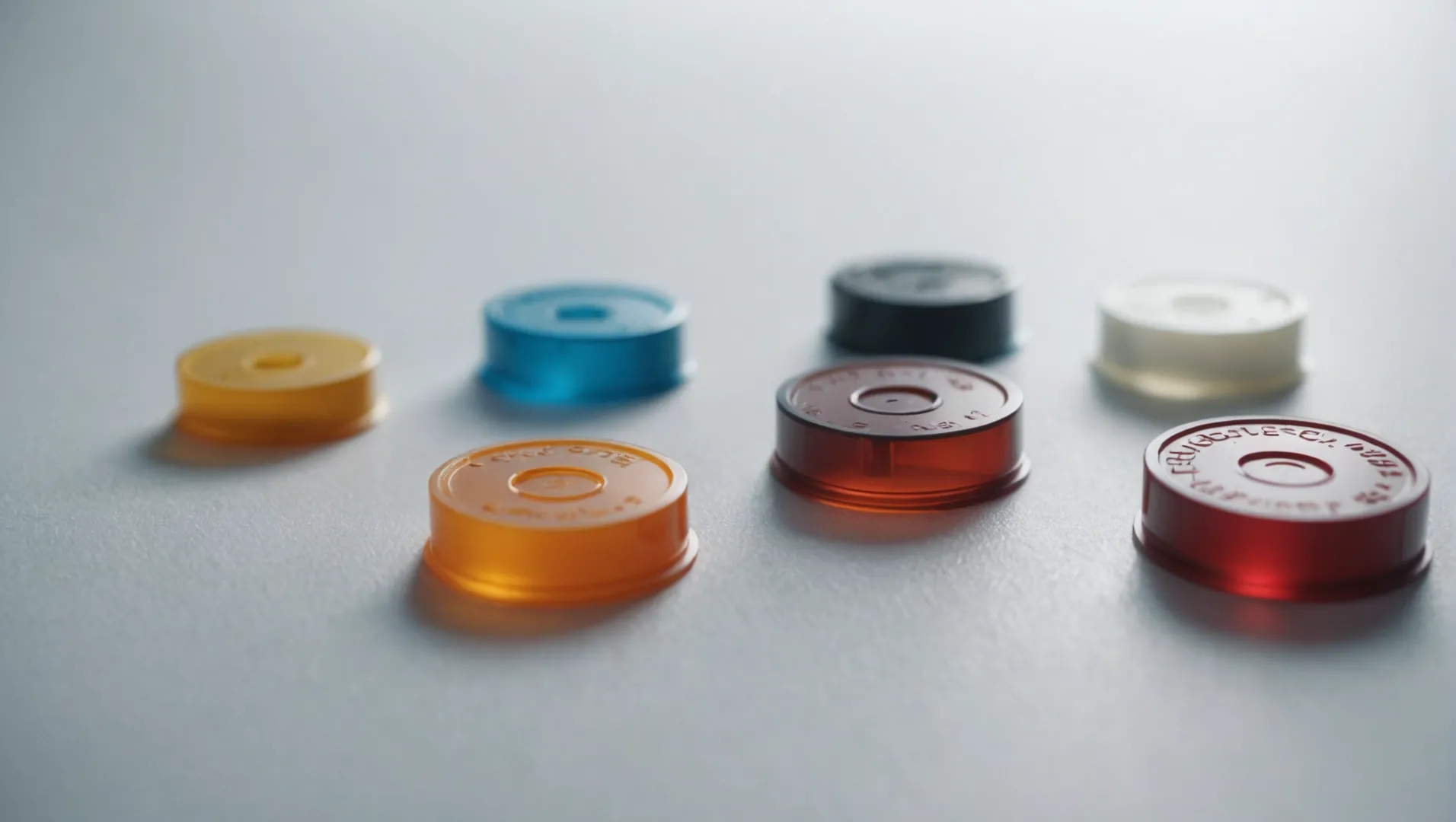 Close-up of various injection molded samples showcasing diverse textures and colors