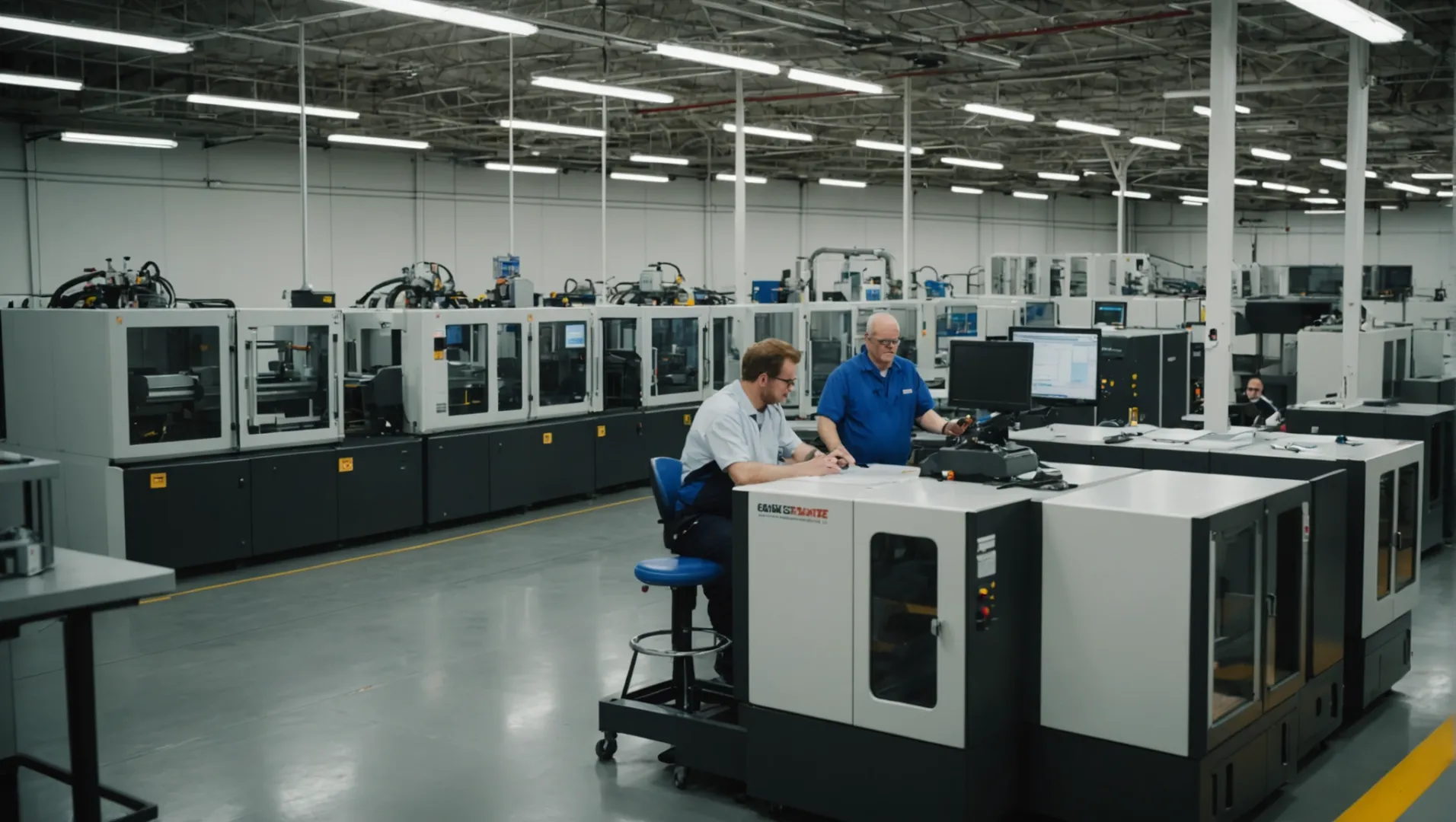 Operator training session in an injection molding facility