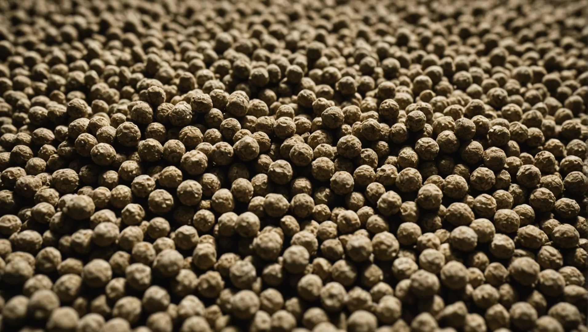 A close-up view of plastic granules with organic fillers like wood powder and starch