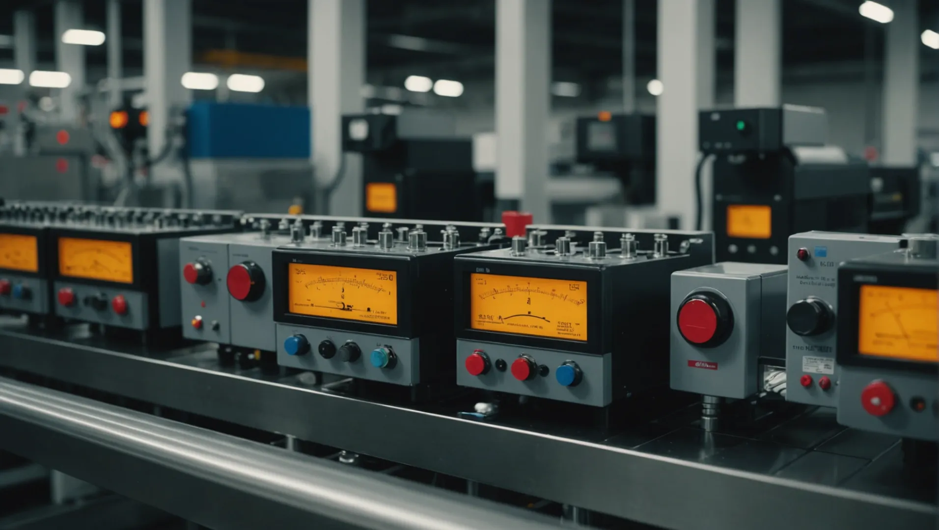 Injection molded plastic parts undergoing post-processing techniques in a factory setting.