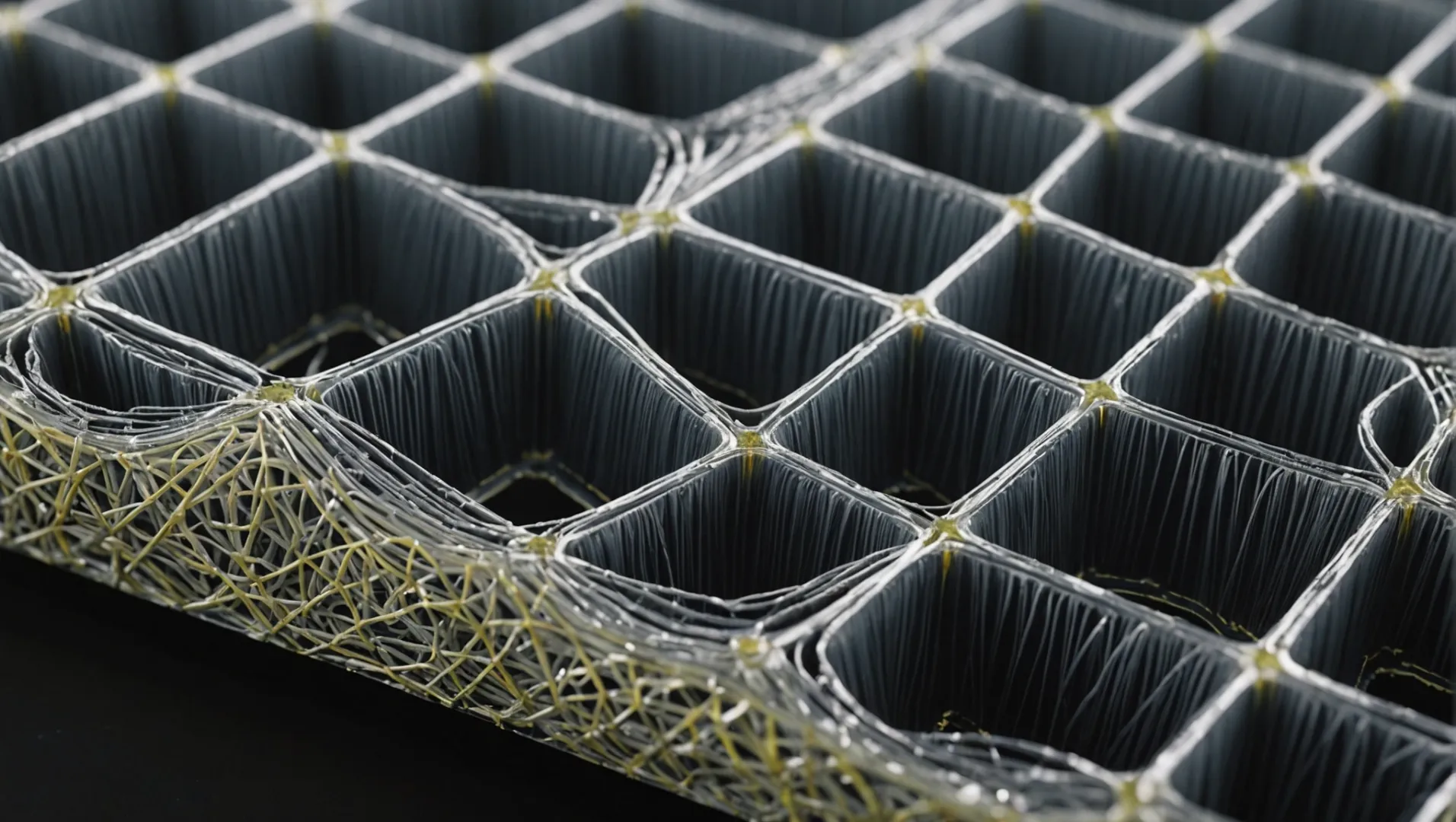 Cross-section of reinforced plastic with embedded fibers