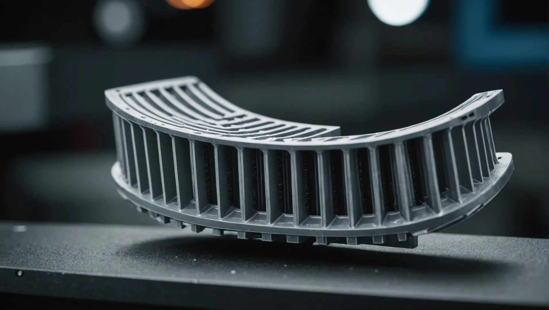 Illustration showing rib layout in an injection molded component for structural integrity.