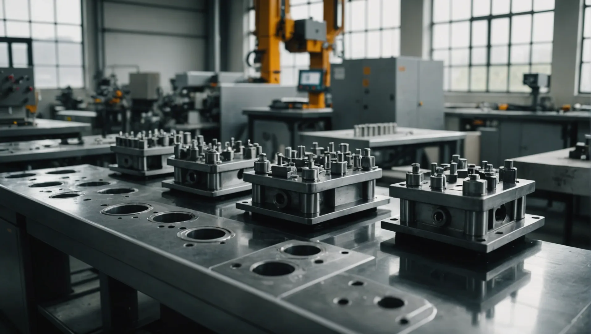 A comparison of aluminum and steel injection molds in a factory setting.